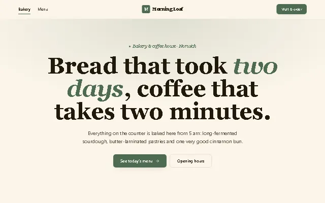 Preview of the Café & bakery template