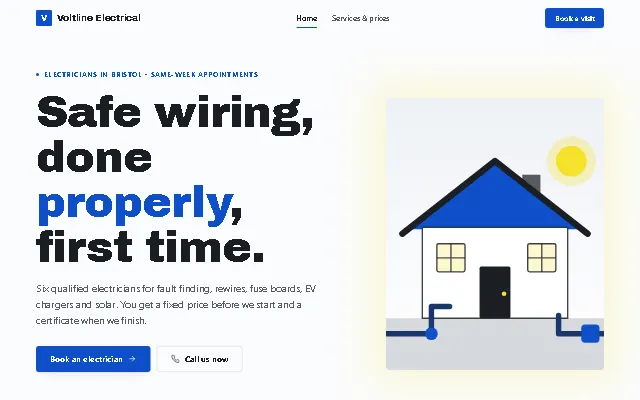 Preview of the Electrician & home services template