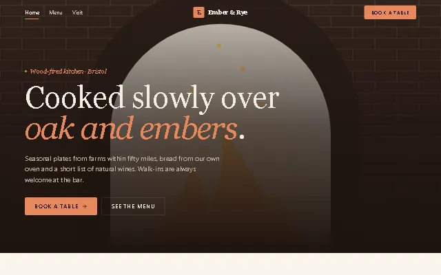 Preview of the Restaurant template