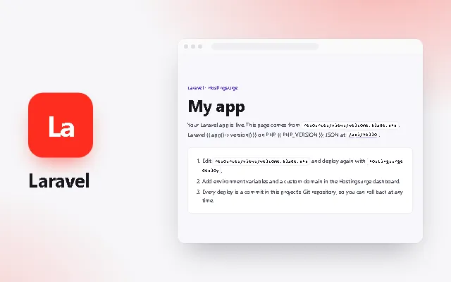 Preview of the Laravel template