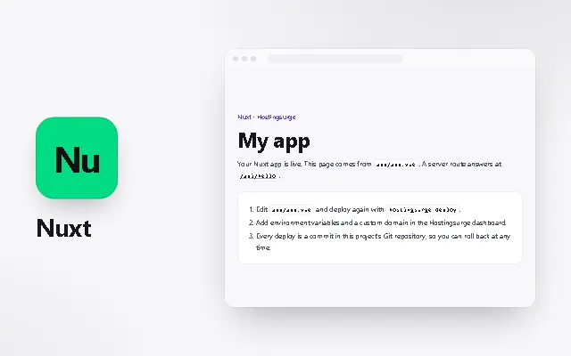 Preview of the Nuxt template