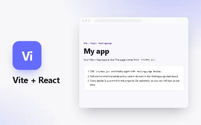 Preview of the Vite + React template